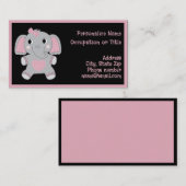 Adorable Baby Elephant Pink Black Child Focused 名刺 (正面/裏面)
