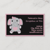 Adorable Baby Elephant Pink Black Child Focused 名刺 (正面)