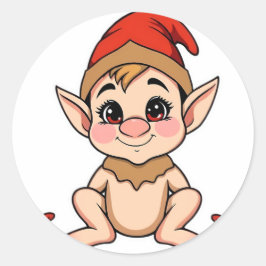 Adorable Baby Elf Sticker / Cartoon Christmas  ラウンドシール