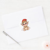 Adorable Baby Elf Sticker / Cartoon Christmas  ラウンドシール (封筒)