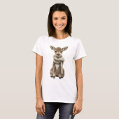 Adorable Baby Fawn with Knitted Scarf Illustration Tシャツ (正面フル)
