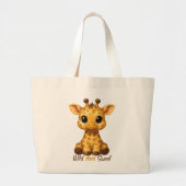 Adorable Baby Giraffe Tote Bag  ラージトートバッグ (正面)