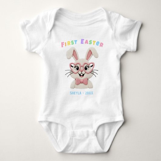 Adorable Baby Girl Boy First Easter Bunny ベビーボディスーツ (正面)