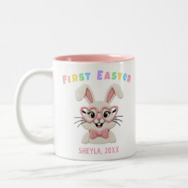 Adorable Baby Girl Boy First Easter Bunny Name ツートーンマグカップ