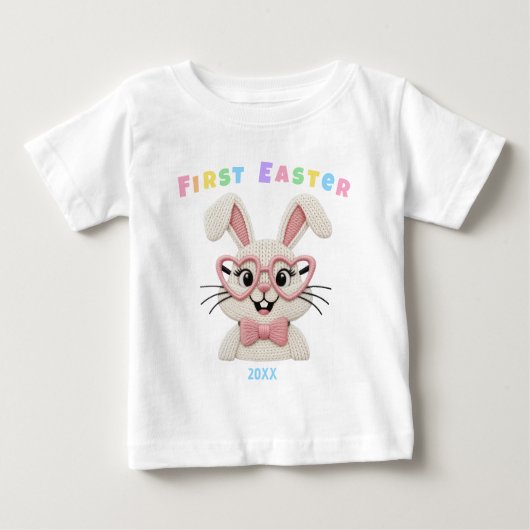 Adorable Baby Girl First Easter Bunny ベビーTシャツ (正面)