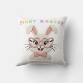 Adorable Baby Girl First Easter Bunny Name クッション (裏面)