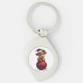 adorable baby highland cow sitting キーホルダー