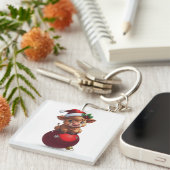 adorable baby highland cow sitting キーホルダー (正面右)