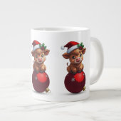 adorable baby highland cow sitting ジャンボコーヒーマグカップ (正面右)