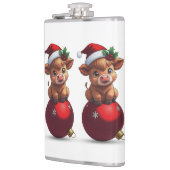 adorable baby highland cow sitting フラスク (左)