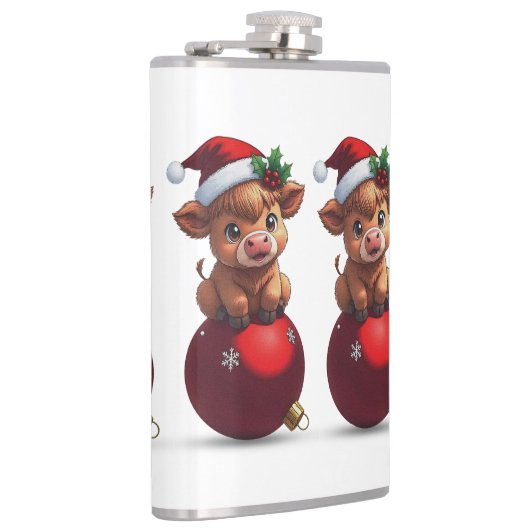 adorable baby highland cow sitting フラスク (右)