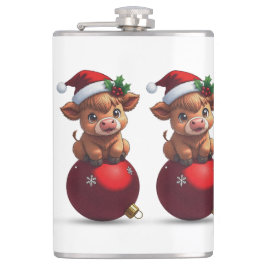 adorable baby highland cow sitting フラスク