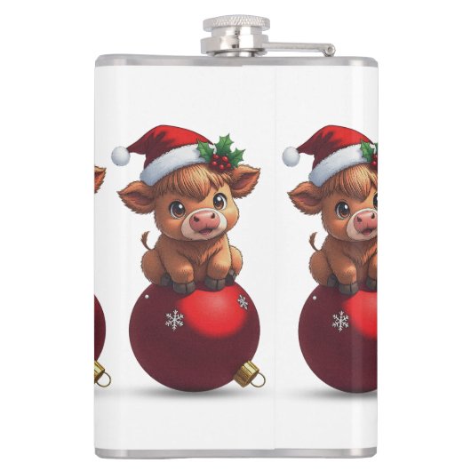 adorable baby highland cow sitting フラスク (裏面)