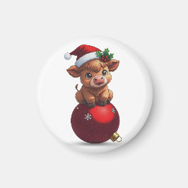 adorable baby highland cow sitting マグネット