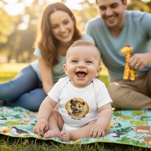 Adorable Baby Lion Cub "Baby Leo" Personalized ベビーボディスーツ