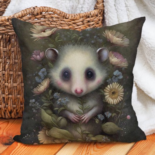Adorable Baby Opossum Forest Nursery クッション