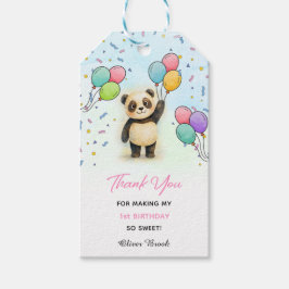 Adorable Baby Panda 1st Birthday Thank You  ギフトタグ