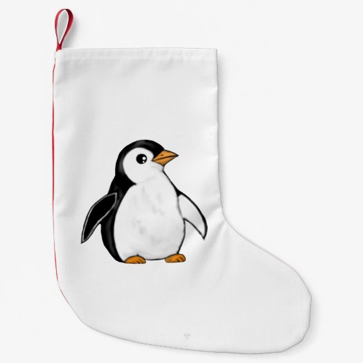 Adorable Baby Penguin Airbrush-Style Winter Art  スモールクリスマスストッキング (正面)