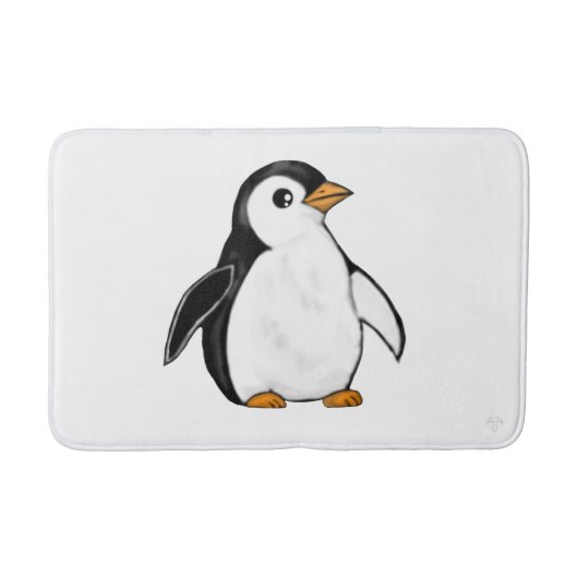 Adorable Baby Penguin Airbrush-Style Winter Art バスマット (正面)