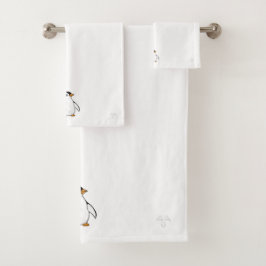 Adorable Baby Penguin Subtle Winter Art Bath Set バスタオルセット