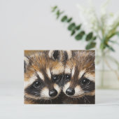 Adorable Baby Raccoons Painting ポストカード (スタンド正面)