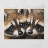 Adorable Baby Raccoons Painting ポストカード (正面)