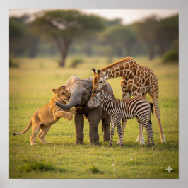 Adorable Baby Savanna Animals ポスター