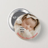 Adorable Baby's First Christmas Photo Button 缶バッジ (正面&裏面)