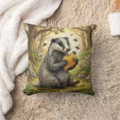 Adorable Badger Eating Honey Forest Animals  クッション (ブランケット)