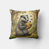 Adorable Badger Eating Honey Forest Animals  クッション (裏面)