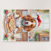 Adorable Basset Hound Sneaking Christmas Cookies ジグソーパズル (横)