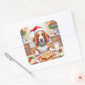 Adorable Basset Hound Sneaking Christmas Cookies スクエアシール (封筒)