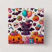 Adorable bat kawaii halloween 缶バッジ (正面)