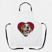 Adorable Beagle in Heart Shape Design エプロン (正面)