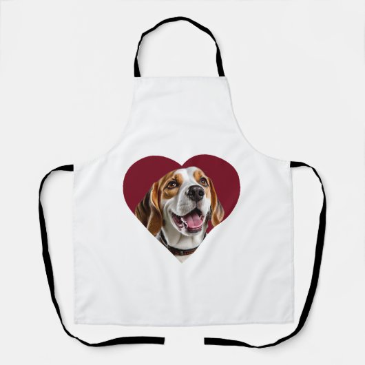 Adorable Beagle in Heart Shape Design エプロン (正面)
