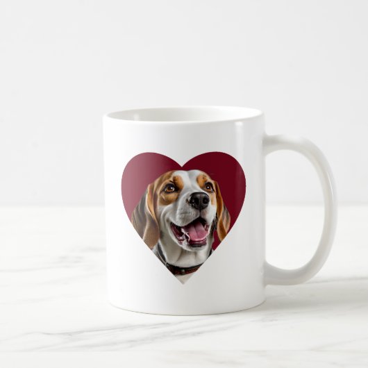 Adorable Beagle in Heart Shape Design コーヒーマグカップ (右)