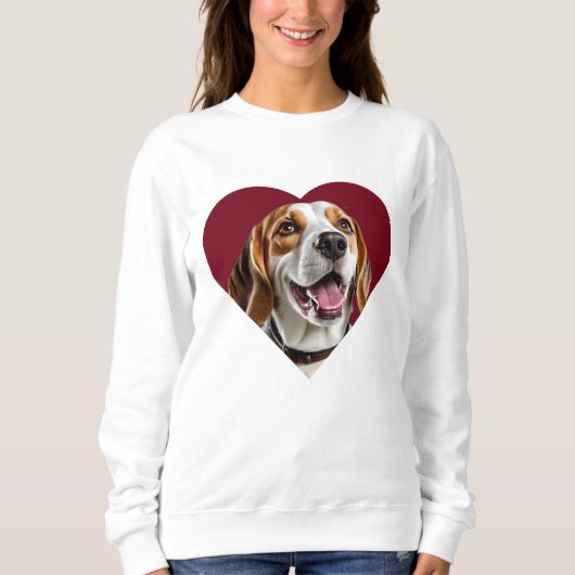 Adorable Beagle in Heart Shape Design スウェットシャツ (正面)