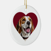 Adorable Beagle in Heart Shape Design セラミックオーナメント (右)