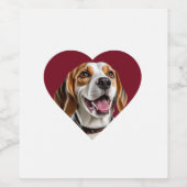 Adorable Beagle in Heart Shape Design ワインラベル (シングルラベル)