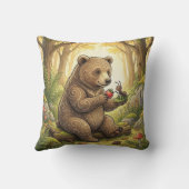 Adorable Bear and Ant Friend Forest Animals  クッション (裏面)