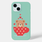 Adorable Bear in a Teacup with Hearts Case-Mate iPhoneケース (裏面)