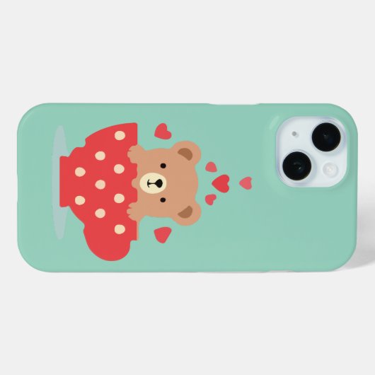 Adorable Bear in a Teacup with Hearts Case-Mate iPhoneケース (裏面 (横))