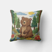 Adorable Bear In The Woods Drawing Kids クッション (裏面)