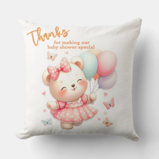 Adorable Bear – Thanksgiving Baby Shower Decor クッション (正面)
