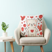 Adorable Bear with Heart Throw Pillow クッション (椅子)