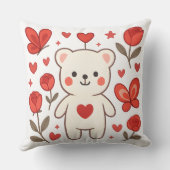 Adorable Bear with Heart Throw Pillow クッション (裏面)