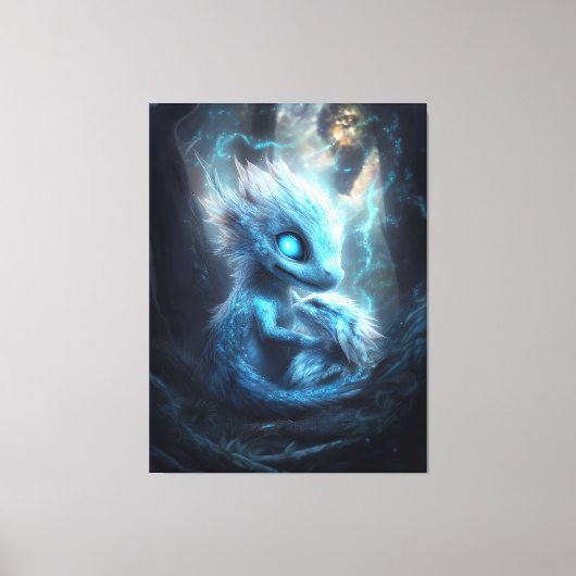 Adorable Bébé Dragon dans une Forêt Enchantée キャンバスプリント (正面)