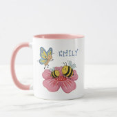 Adorable Bee And Butterfly Kids マグカップ (左)