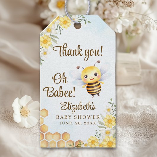 Adorable Bee Baby shower Gender Neutral ギフトタグ
