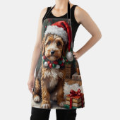 Adorable Bernedoodle Dog Cozy Knitted Santa Hat エプロン (インサイチュ)